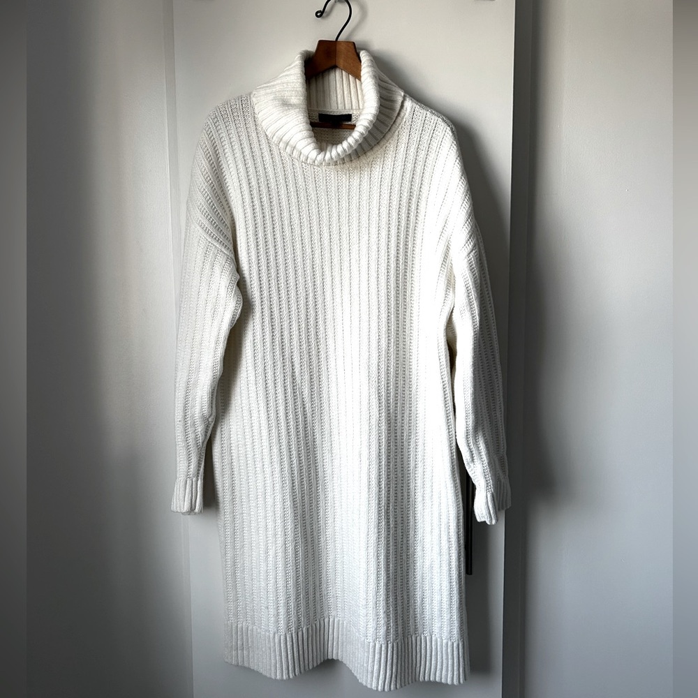 Knit Cream-White Turtleneck Dress - XL | Banana Republic